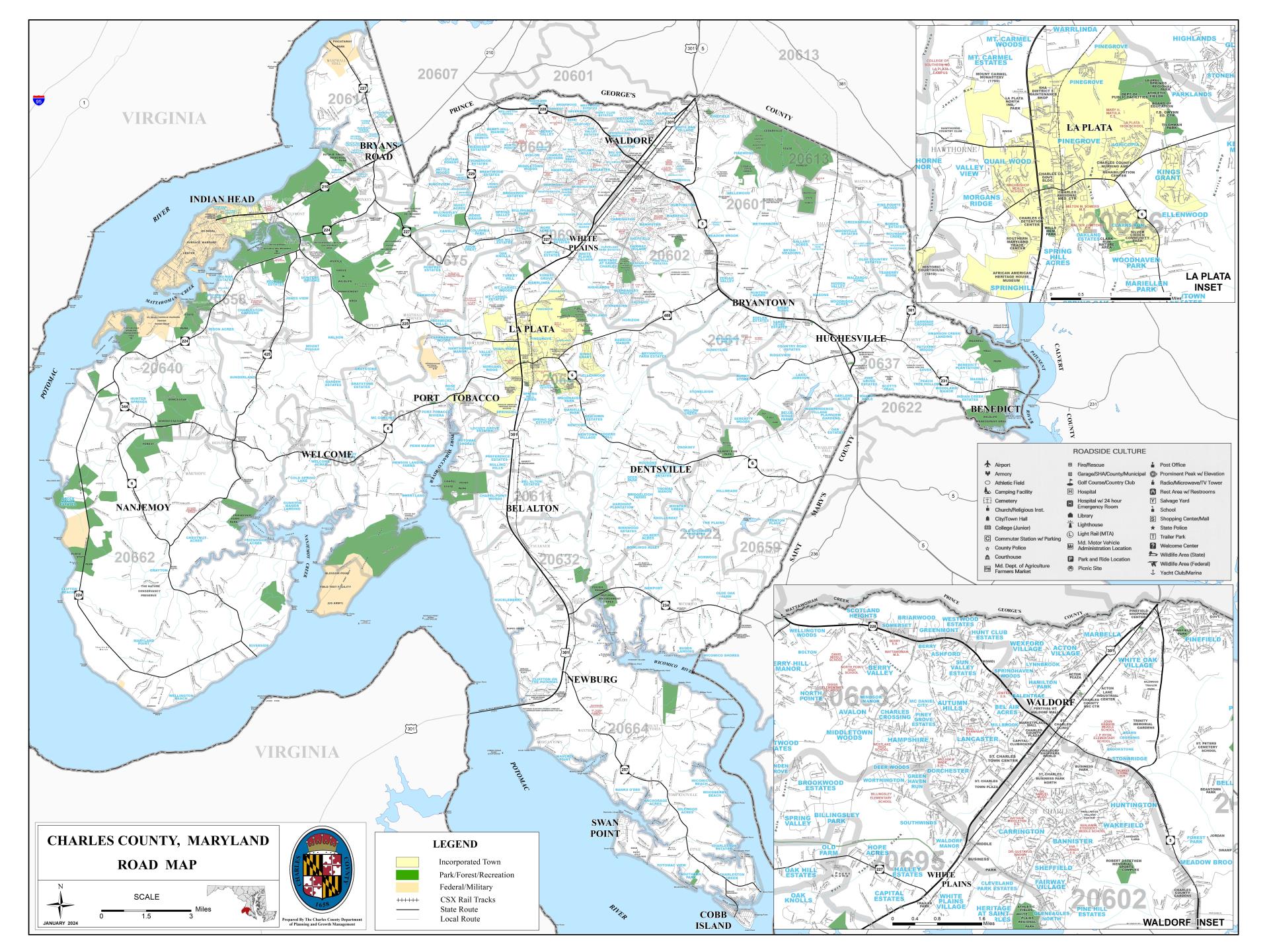 Road Map with Zip Codes